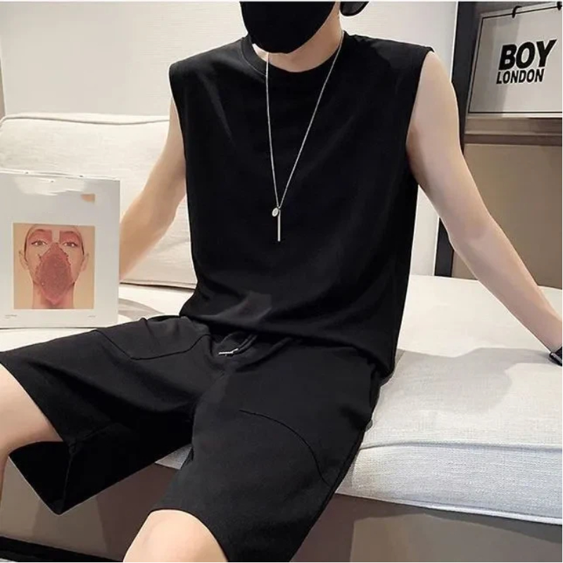 Track Suit Men - Men Solid Sleeveless Tank Top Two
