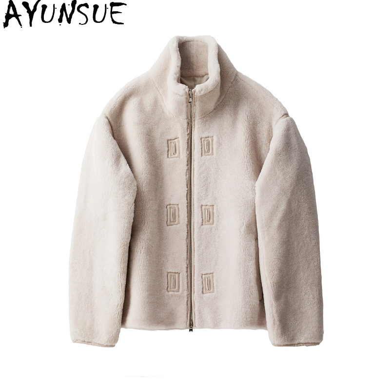 Mens Fashion Winter 2025 - AYUNSUE Natural Merino Sheep Shearling Jacket