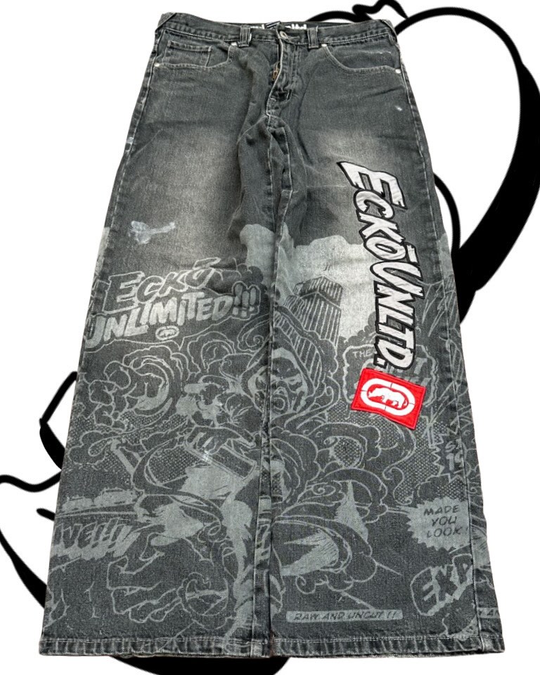 Men'S Fashion With Baggy Jeans - American Fashion Printing Jeans Hip Hop