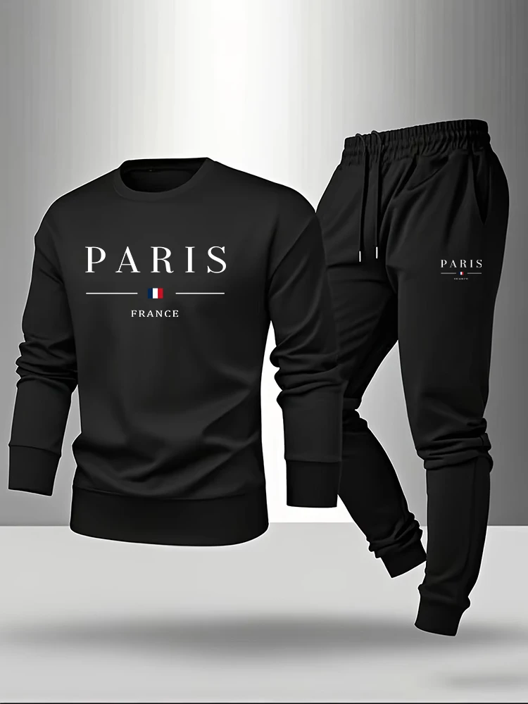 Paris Fashion Men - Paris Print Men's Set Pullover &