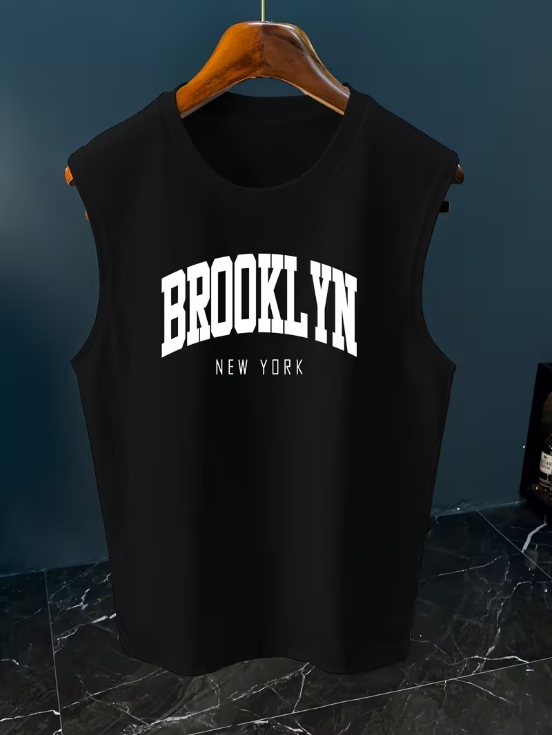 Paris Fashion Men - Mens Minimalist Paris Letter Print Sleeveless