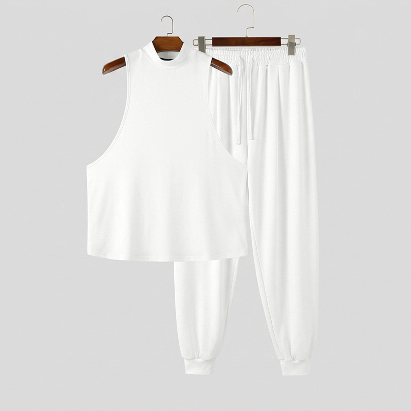 Track Suit Men - INCERUN Men Sets Solid Color Turtleneck