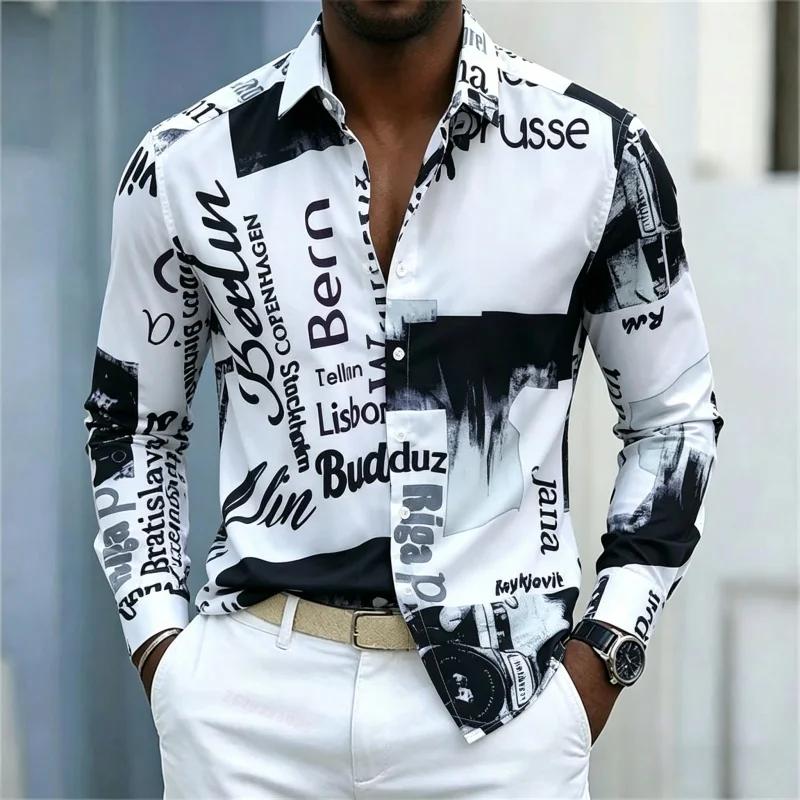Men's Printed Long-sleeve Shir - Mens Fashion Summer recension och pris