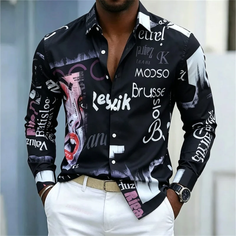 Men's Printed Long-sleeve Shir - Mens Fashion Summer recension och pris