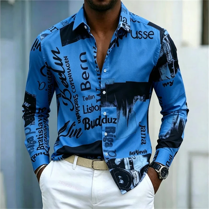 Men's Printed Long-sleeve Shir - Mens Fashion Summer recension och pris