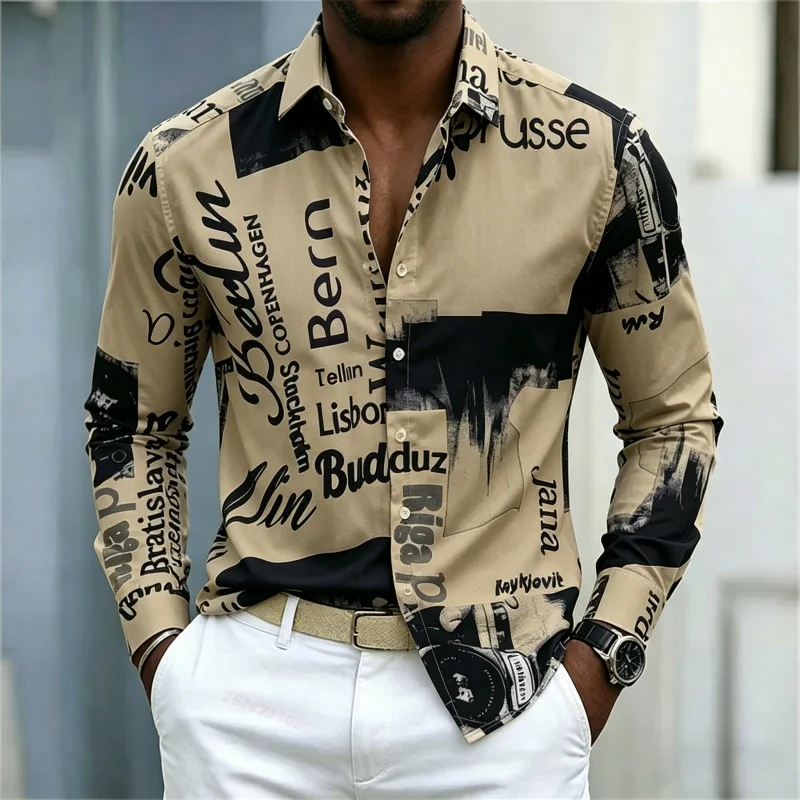 Men's Printed Long-sleeve Shir - Mens Fashion Summer recension och pris