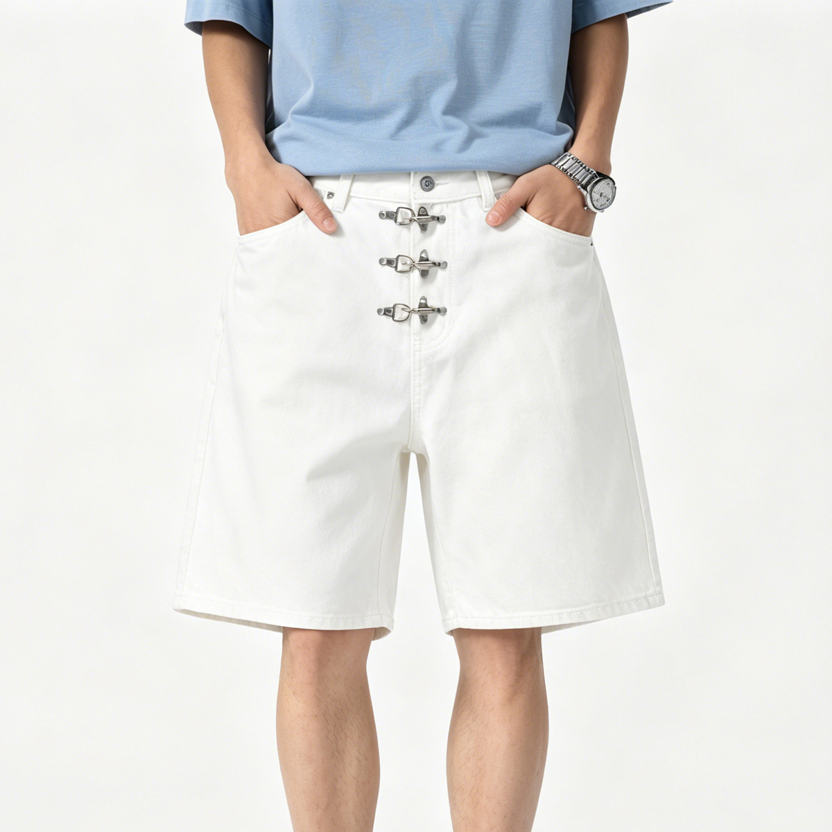 Metal Buckle Short Baggy Jeans - Men'S Fashion With Baggy Jeans recension och pris
