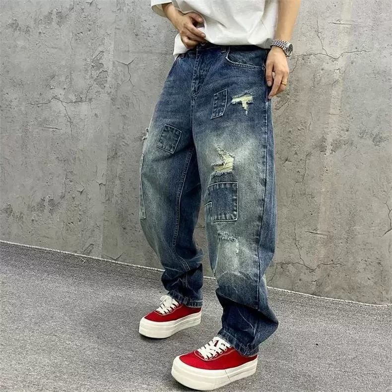 Brand Splicing Jeans Autumn Fa - Men'S Fashion With Baggy Jeans recension och pris