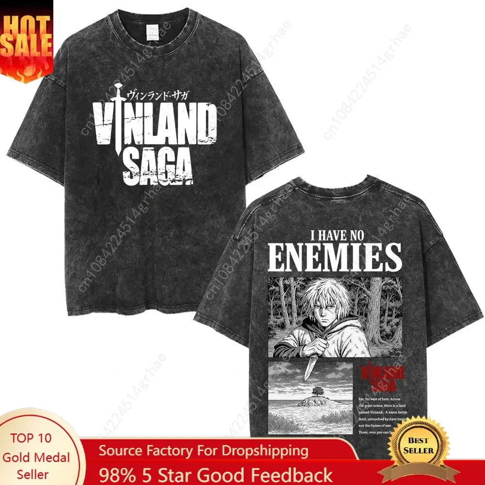 Vintage Washed Anime Vinland S - Men'S Fashion Oversized T Shirt recension och pris