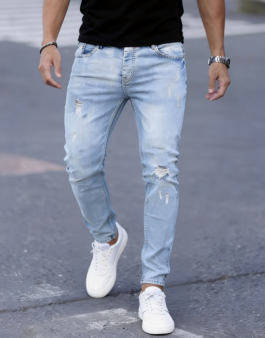 Men'S Slim Fit Stretch Ripped  - Men'S Fashion Young Professional recension och pris