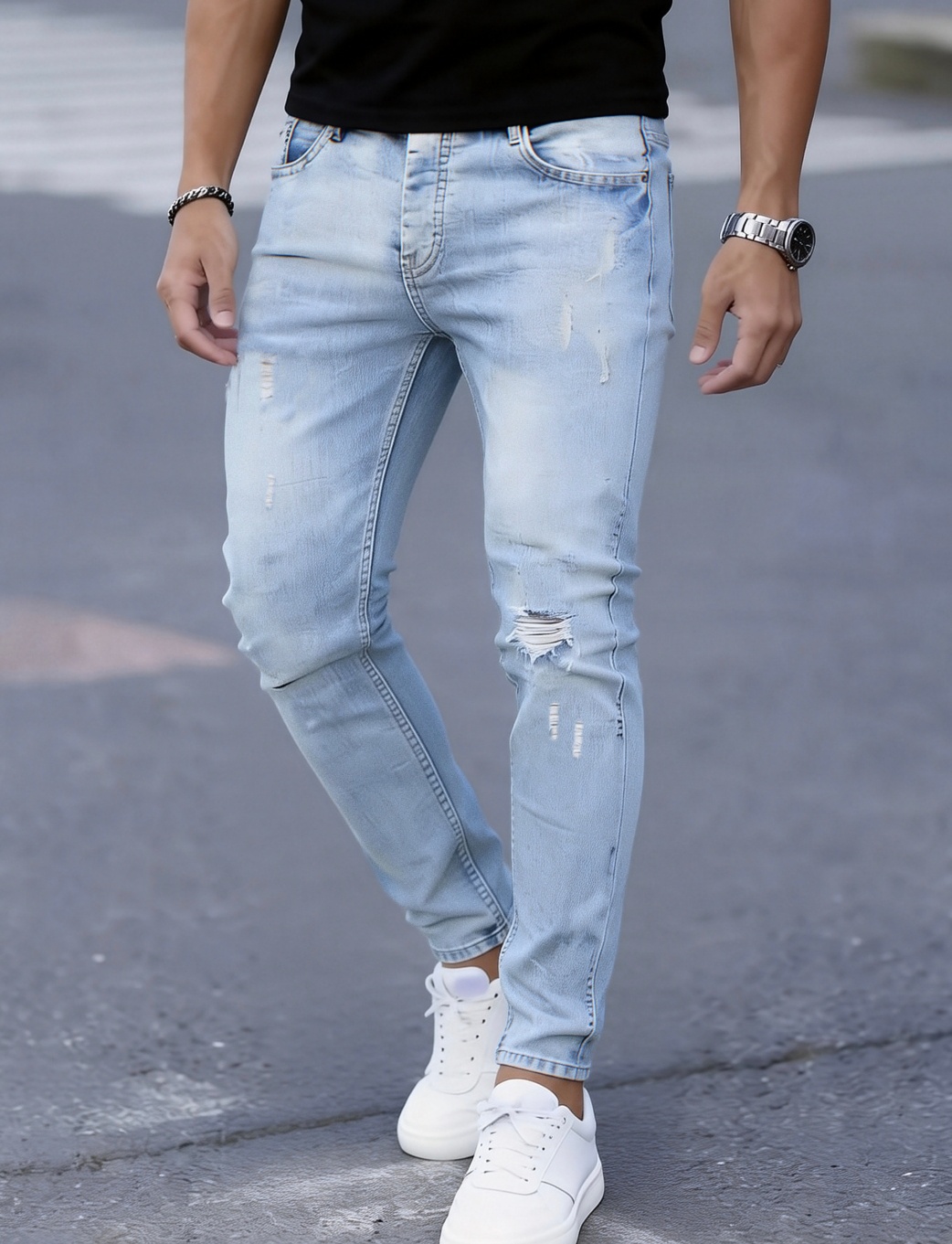 Men'S Slim Fit Stretch Ripped  - Men'S Fashion Young Professional recension och pris