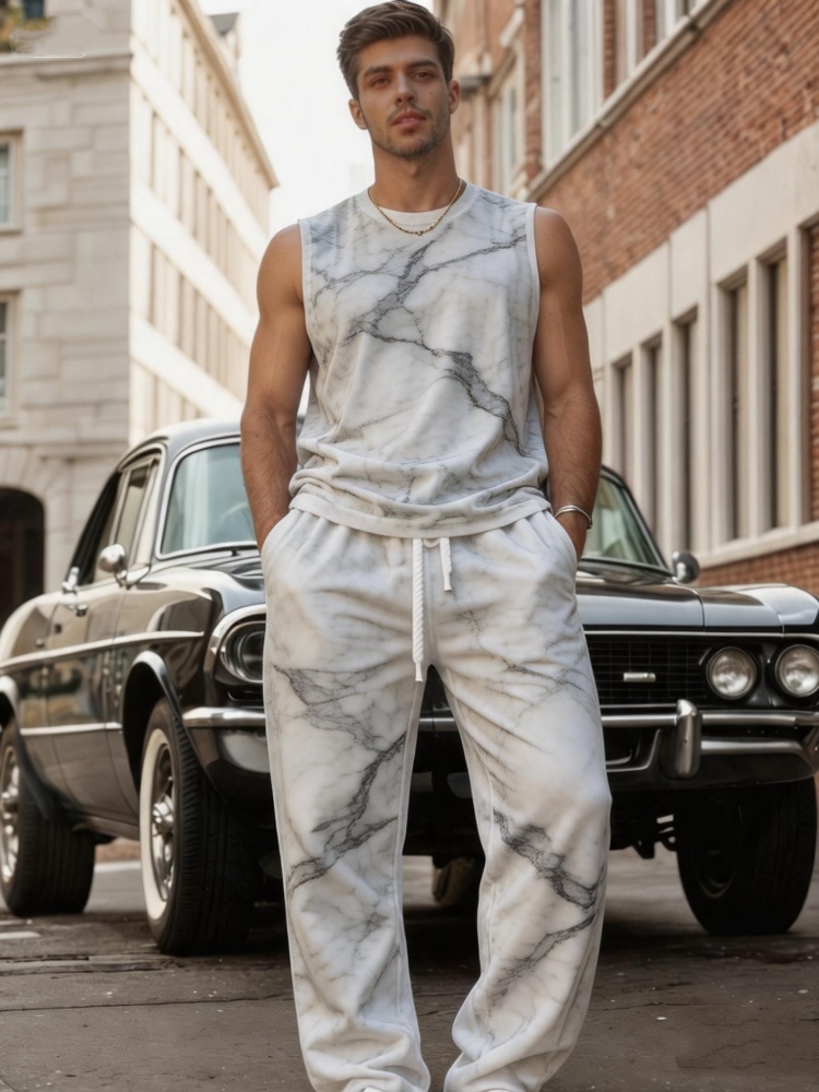 Men's Marble Texture Print Sle - Track Suit Men recension och pris