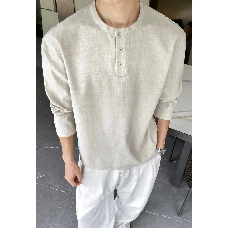 Mens Casual Faux Linen Henley  - Mens Fashion Summer recension och pris