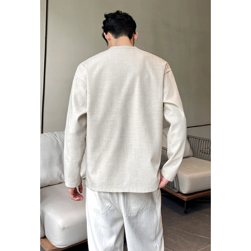 Mens Casual Faux Linen Henley  - Mens Fashion Summer recension och pris