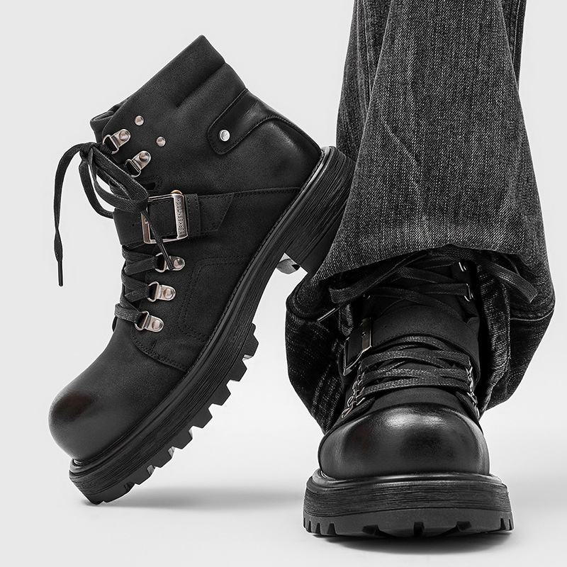 Brand Men Leather Boots Motorc - Men'S Fashion Luxury Brands recension och pris