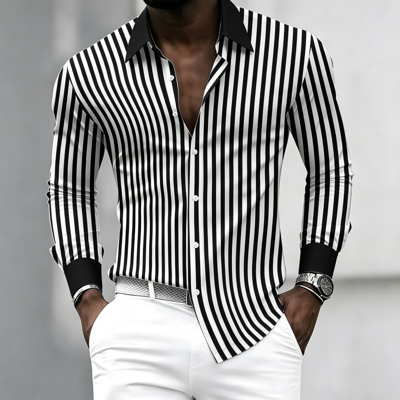 Men's long-sleeved collared sh - Mens Fashion Summer recension och pris