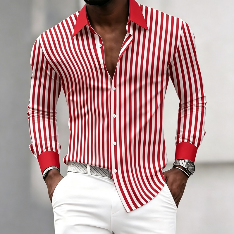 Men's long-sleeved collared sh - Mens Fashion Summer recension och pris