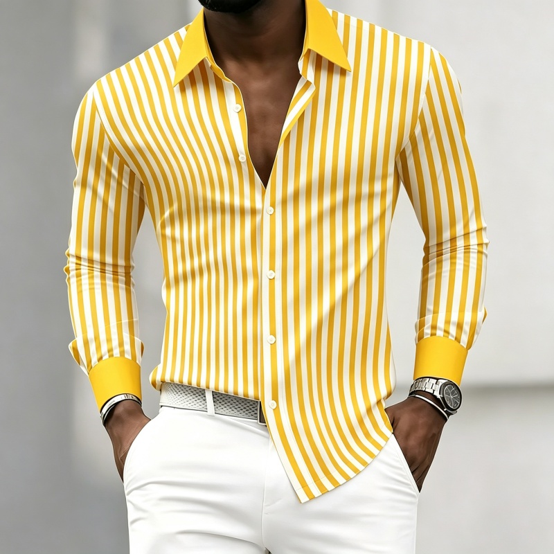 Men's long-sleeved collared sh - Mens Fashion Summer recension och pris