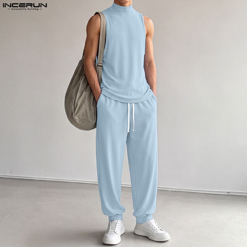 INCERUN Men Sets Solid Color T - Track Suit Men recension och pris