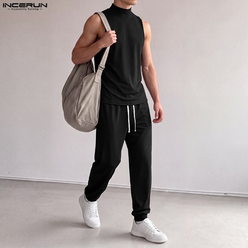 INCERUN Men Sets Solid Color T - Track Suit Men recension och pris
