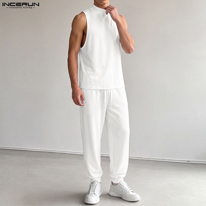 INCERUN Men Sets Solid Color T - Track Suit Men recension och pris